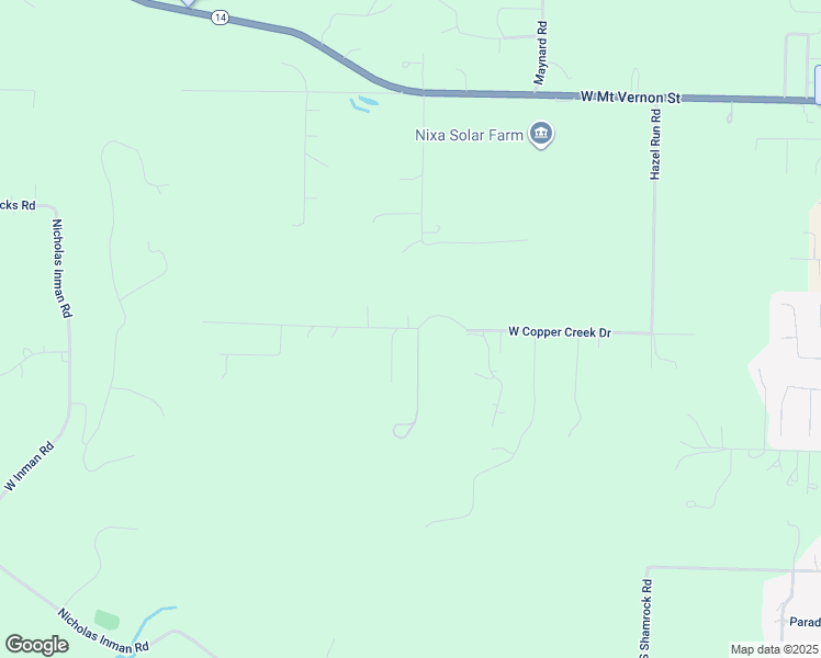 map of restaurants, bars, coffee shops, grocery stores, and more near 1726 West Copper Creek Drive in Nixa