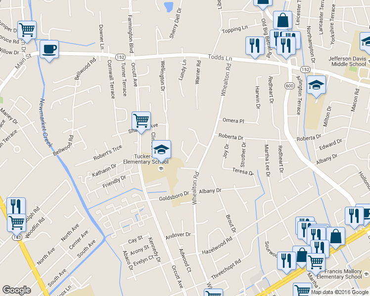 map of restaurants, bars, coffee shops, grocery stores, and more near 8 Cortez Court in Hampton