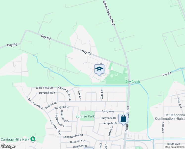 map of restaurants, bars, coffee shops, grocery stores, and more near 9830 Bobcat Court in Gilroy