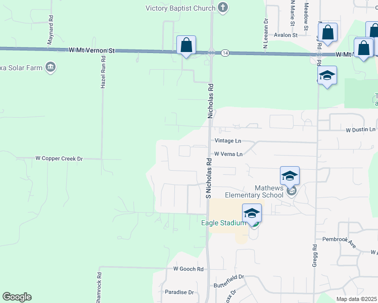 map of restaurants, bars, coffee shops, grocery stores, and more near 1366 W Eaglewood Dr in Nixa