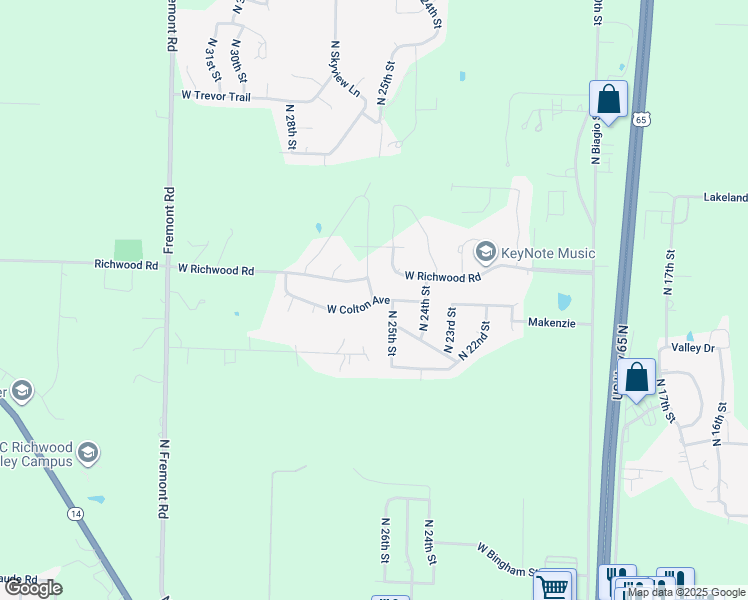 map of restaurants, bars, coffee shops, grocery stores, and more near 2604 West Colton in Ozark