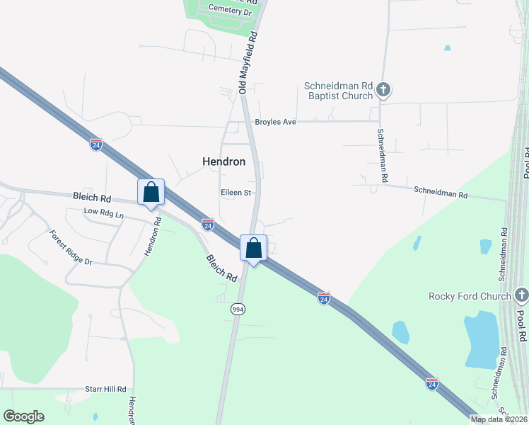 map of restaurants, bars, coffee shops, grocery stores, and more near 4700 Mayfield Paducah Road in Paducah