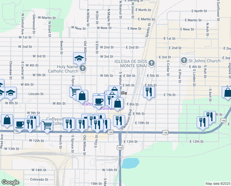 map of restaurants, bars, coffee shops, grocery stores, and more near in Coffeyville