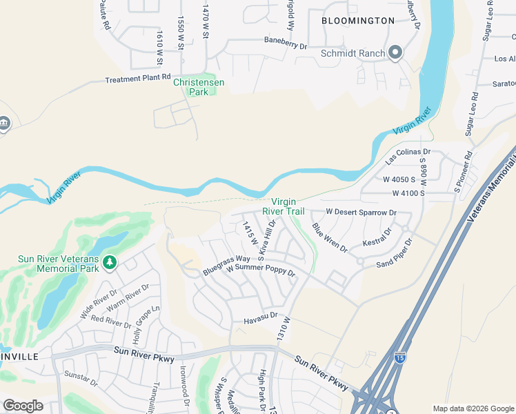 map of restaurants, bars, coffee shops, grocery stores, and more near 1360 West Ambassador Drive in St. George