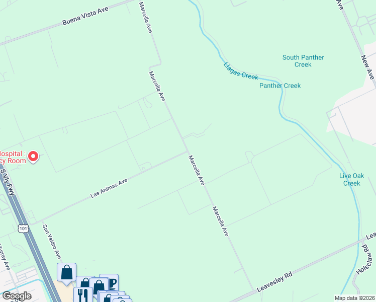 map of restaurants, bars, coffee shops, grocery stores, and more near 8990 Marcella Avenue in Gilroy
