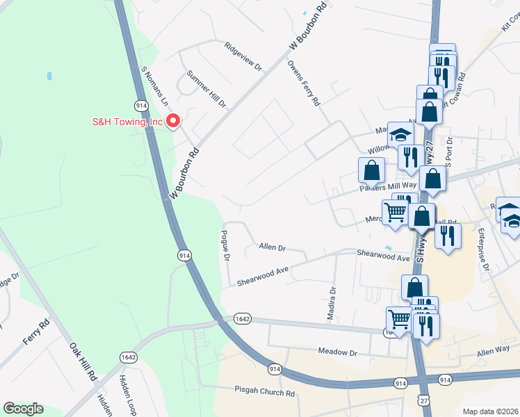 map of restaurants, bars, coffee shops, grocery stores, and more near Magnolia Avenue in Somerset