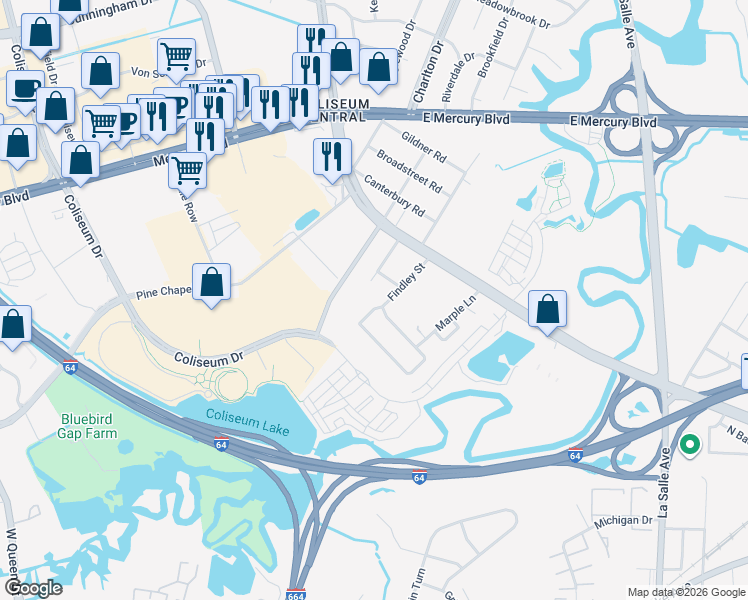 map of restaurants, bars, coffee shops, grocery stores, and more near 39 Barrack Street in Hampton