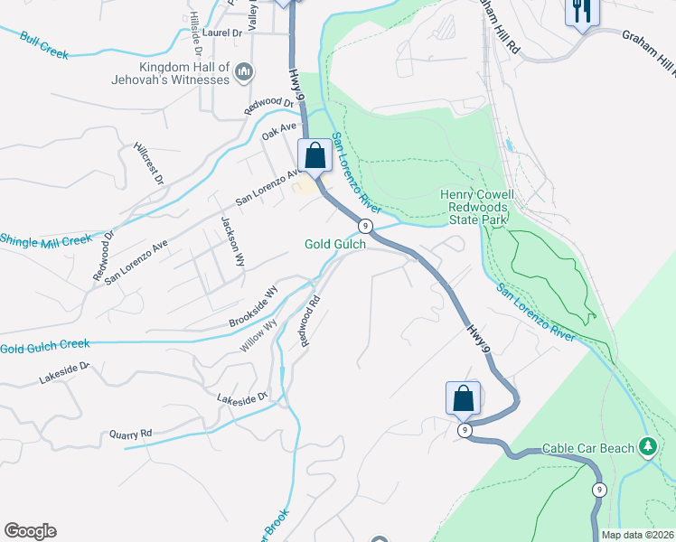 map of restaurants, bars, coffee shops, grocery stores, and more near 325 Lakeview Drive in Felton