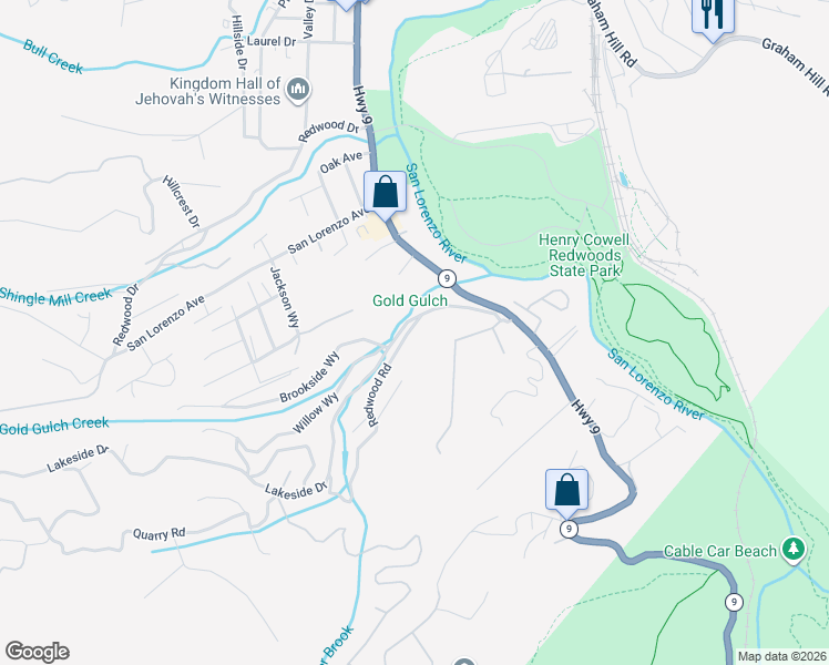 map of restaurants, bars, coffee shops, grocery stores, and more near 325 Lakeview Drive in Felton