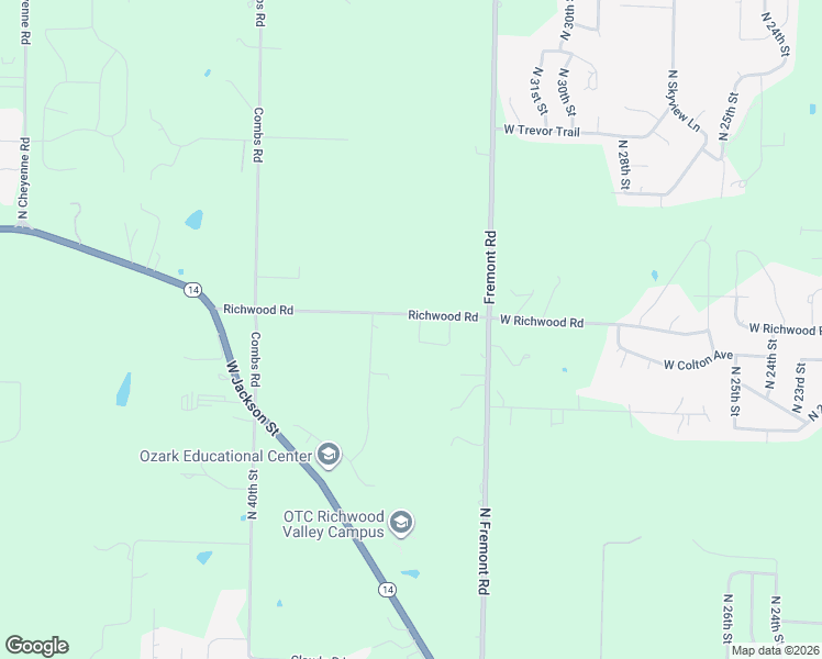 map of restaurants, bars, coffee shops, grocery stores, and more near 538 Richwood Road in Ozark