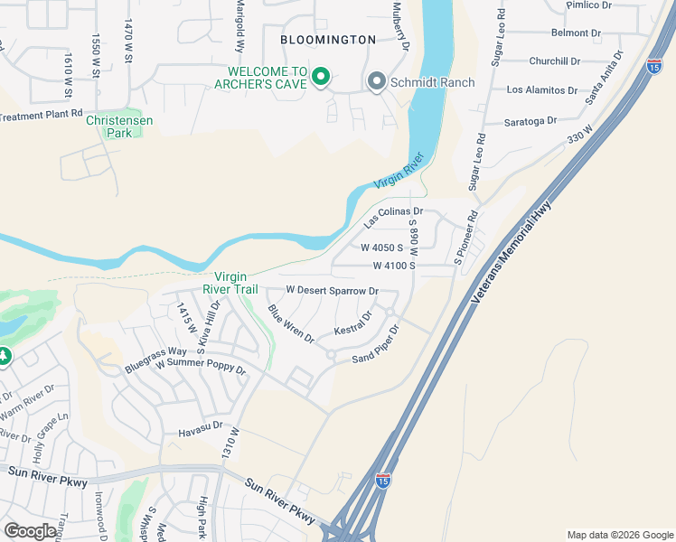 map of restaurants, bars, coffee shops, grocery stores, and more near 1059 West 4100 South in St. George