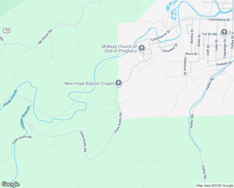 map of restaurants, bars, coffee shops, grocery stores, and more near 1615 Case Knife Road in Pulaski