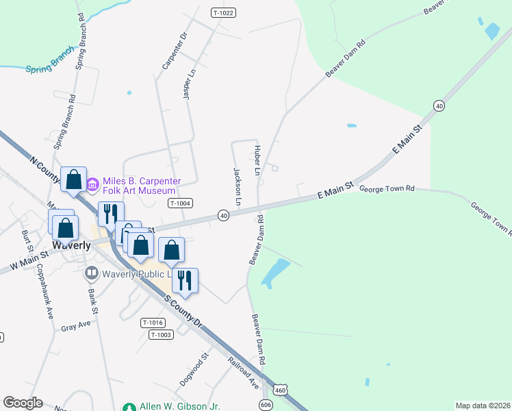 map of restaurants, bars, coffee shops, grocery stores, and more near 350 State Route 606 in Waverly