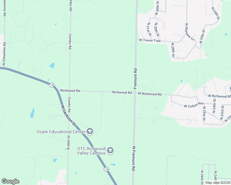 map of restaurants, bars, coffee shops, grocery stores, and more near 538 Richwood Road in Ozark