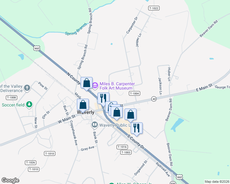 map of restaurants, bars, coffee shops, grocery stores, and more near 211 Belvidere Street in Waverly