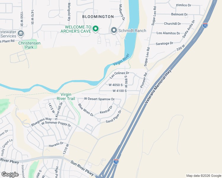 map of restaurants, bars, coffee shops, grocery stores, and more near 992 West 4100 South in St. George