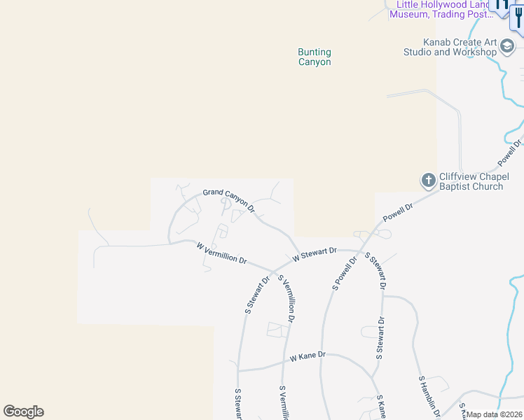 map of restaurants, bars, coffee shops, grocery stores, and more near 898 Grand Canyon Drive in Kanab