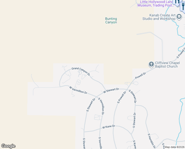 map of restaurants, bars, coffee shops, grocery stores, and more near 898 Grand Canyon Drive in Kanab