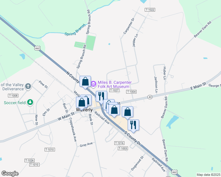 map of restaurants, bars, coffee shops, grocery stores, and more near 211 Belvidere Street in Waverly