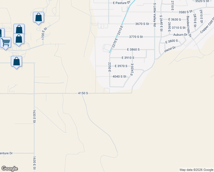 map of restaurants, bars, coffee shops, grocery stores, and more near 2275 Meadow Valley Lane in St. George