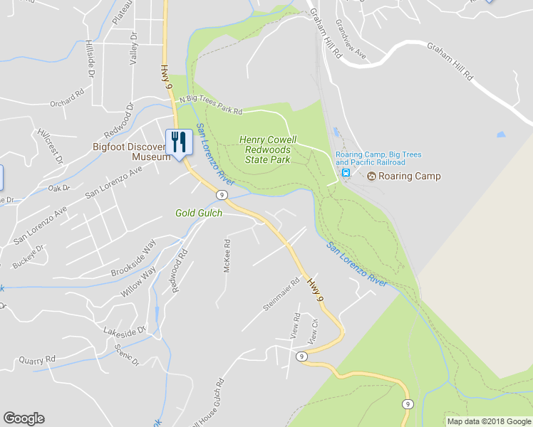 map of restaurants, bars, coffee shops, grocery stores, and more near 111 Gail Drive in Felton