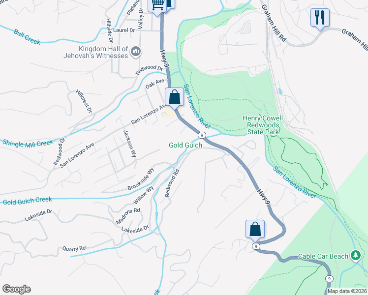 map of restaurants, bars, coffee shops, grocery stores, and more near 325 Lakeview Drive in Felton