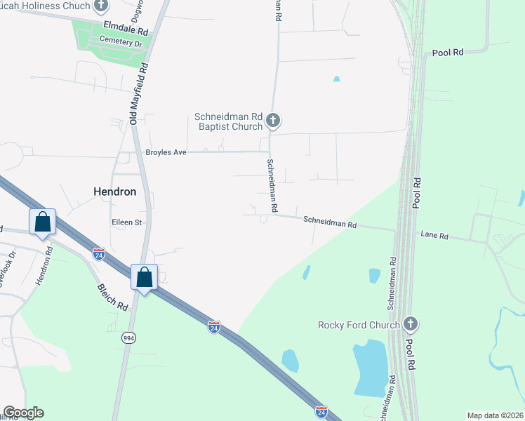 map of restaurants, bars, coffee shops, grocery stores, and more near 555 Lane Road West in Paducah