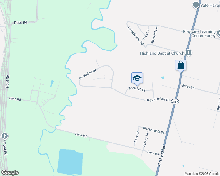 map of restaurants, bars, coffee shops, grocery stores, and more near 1875 Creekview Drive in Paducah
