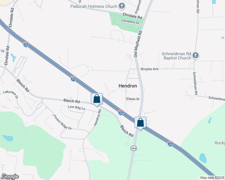 map of restaurants, bars, coffee shops, grocery stores, and more near 100-198 Boatwright Avenue in Paducah