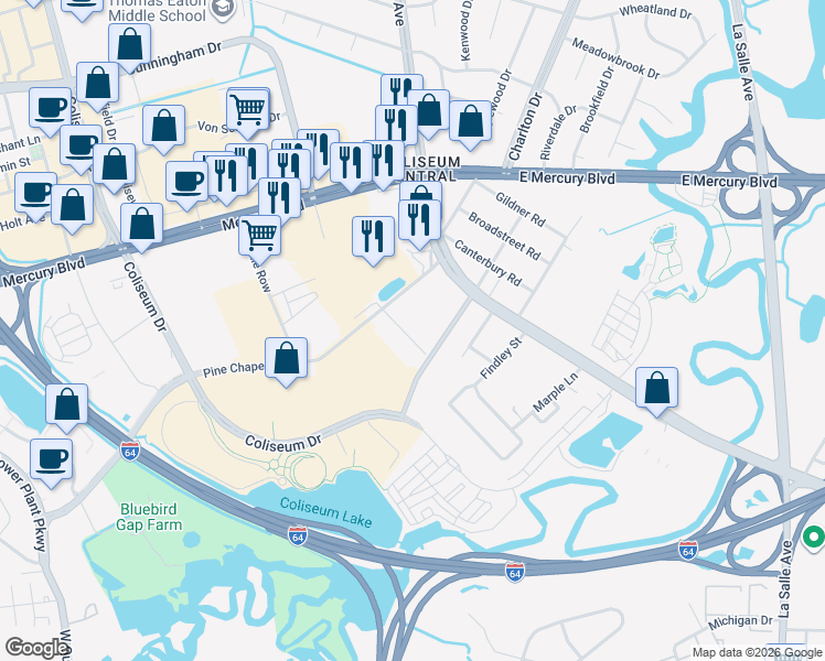 map of restaurants, bars, coffee shops, grocery stores, and more near 15 Barrack Street in Hampton