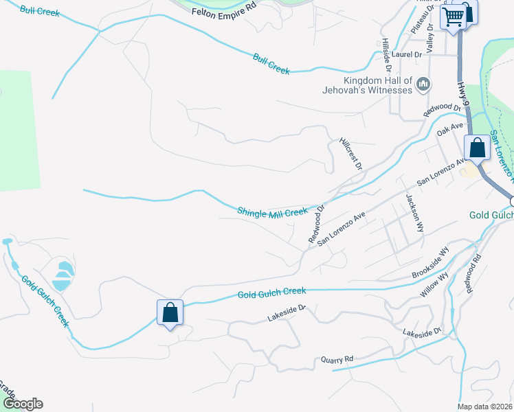 map of restaurants, bars, coffee shops, grocery stores, and more near 1022 Brookside Drive in Felton