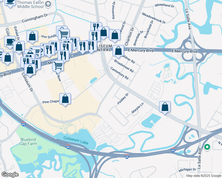 map of restaurants, bars, coffee shops, grocery stores, and more near 1809 North Armistead Avenue in Hampton