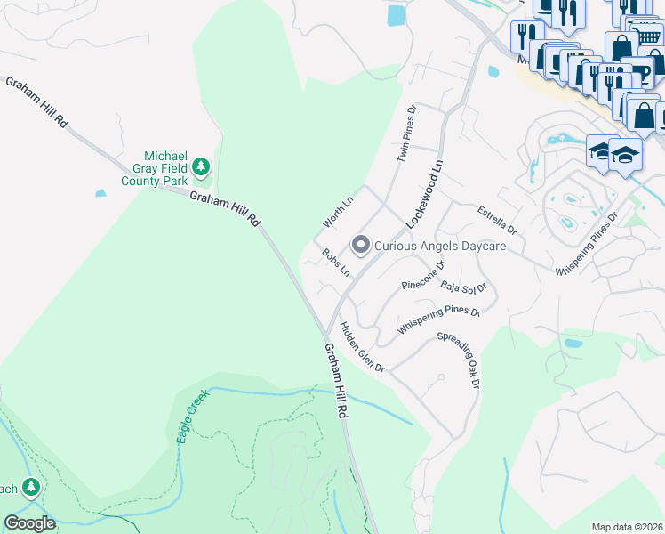 map of restaurants, bars, coffee shops, grocery stores, and more near 165 Bobs Lane in Scotts Valley