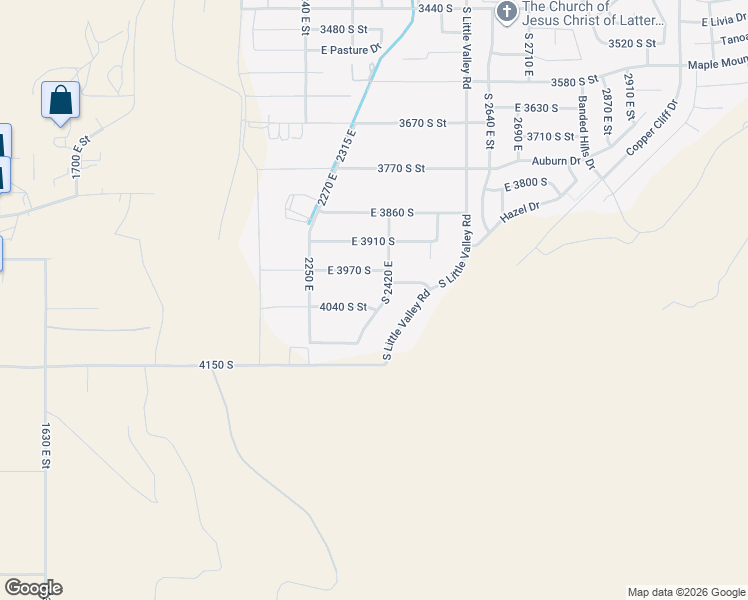 map of restaurants, bars, coffee shops, grocery stores, and more near 2407 East 4040 South in St. George