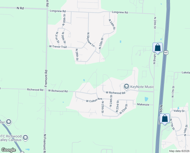 map of restaurants, bars, coffee shops, grocery stores, and more near 2716 North 25th Street in Ozark
