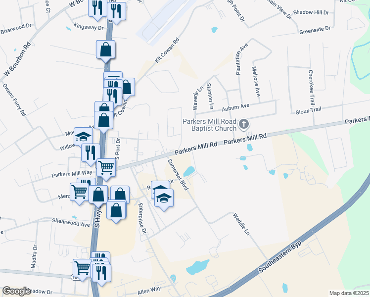 map of restaurants, bars, coffee shops, grocery stores, and more near 577 Koger Circle in Somerset