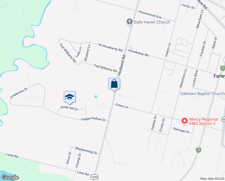 map of restaurants, bars, coffee shops, grocery stores, and more near 1501-1525 State Highway 1954 in Paducah