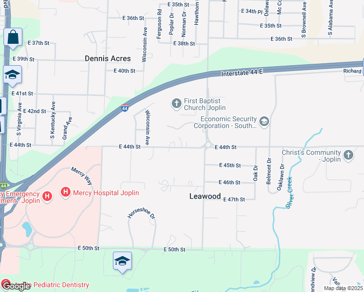 map of restaurants, bars, coffee shops, grocery stores, and more near 4325 Illinois in Joplin
