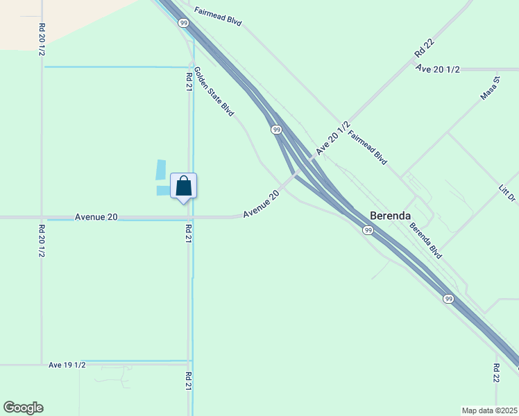 map of restaurants, bars, coffee shops, grocery stores, and more near Avenue 20 in Madera