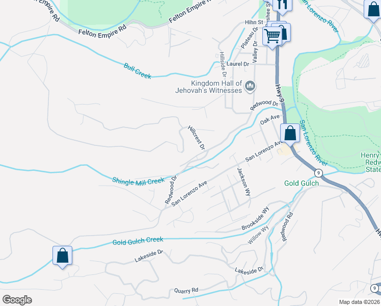 map of restaurants, bars, coffee shops, grocery stores, and more near 620 Pleasant Way in Felton