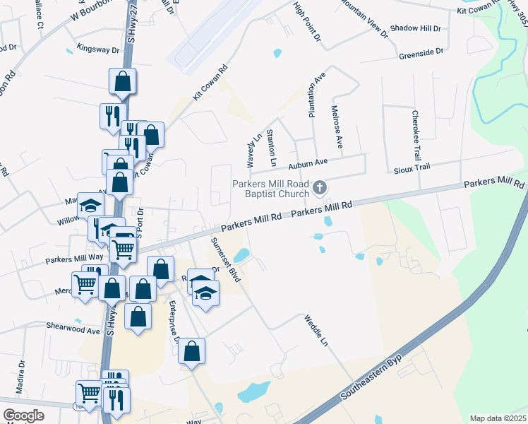 map of restaurants, bars, coffee shops, grocery stores, and more near 514 Parkers Mill Road in Somerset