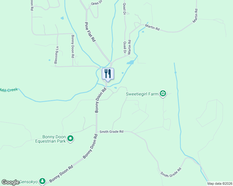 map of restaurants, bars, coffee shops, grocery stores, and more near 3980 Bonny Doon Road in Santa Cruz