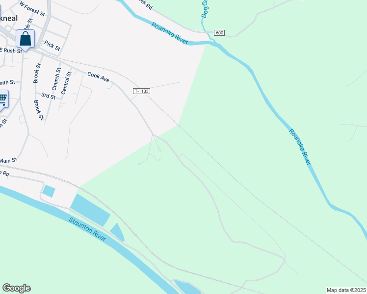 map of restaurants, bars, coffee shops, grocery stores, and more near 850 Cook Avenue in Brookneal