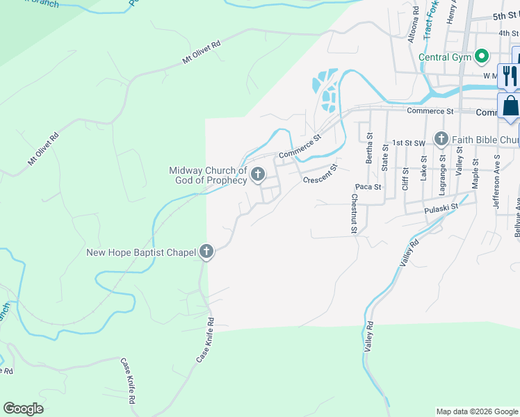 map of restaurants, bars, coffee shops, grocery stores, and more near 1401-1499 Case Knife Road in Pulaski