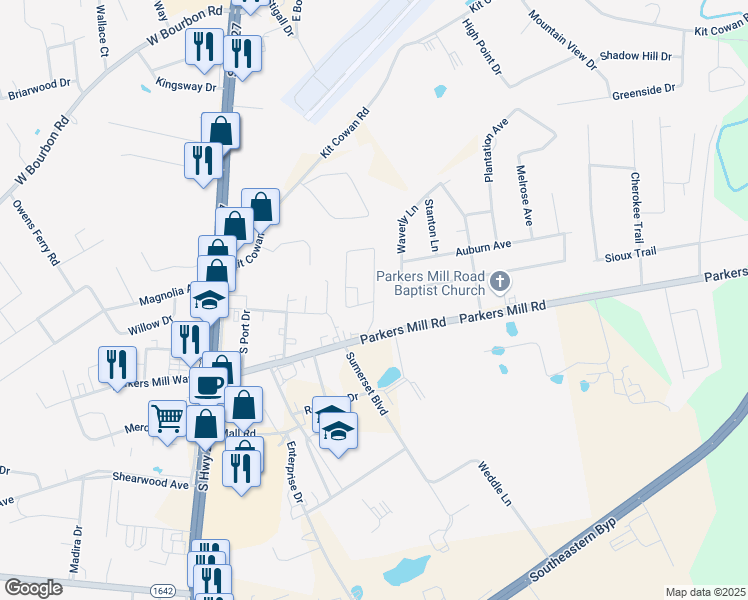 map of restaurants, bars, coffee shops, grocery stores, and more near 501 Koger Circle in Somerset