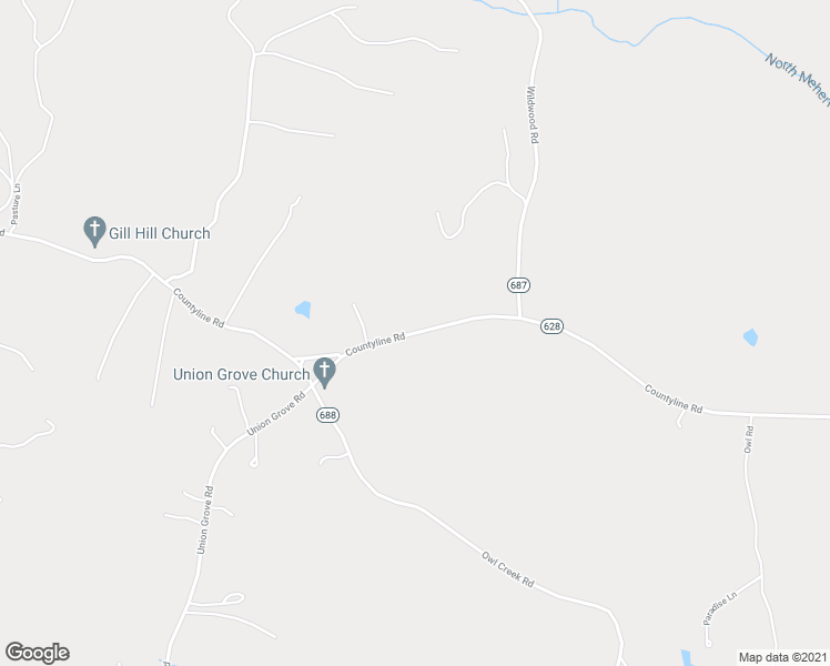 map of restaurants, bars, coffee shops, grocery stores, and more near Countyline Road in Keysville