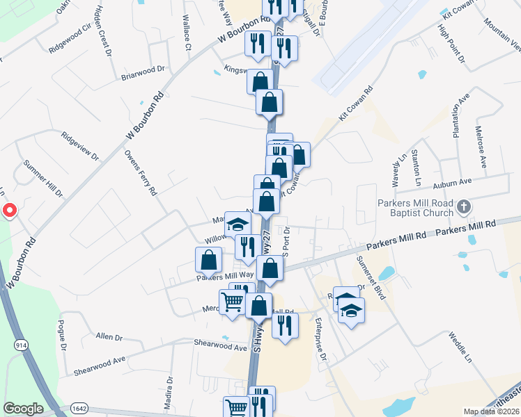 map of restaurants, bars, coffee shops, grocery stores, and more near Magnolia Avenue in Somerset