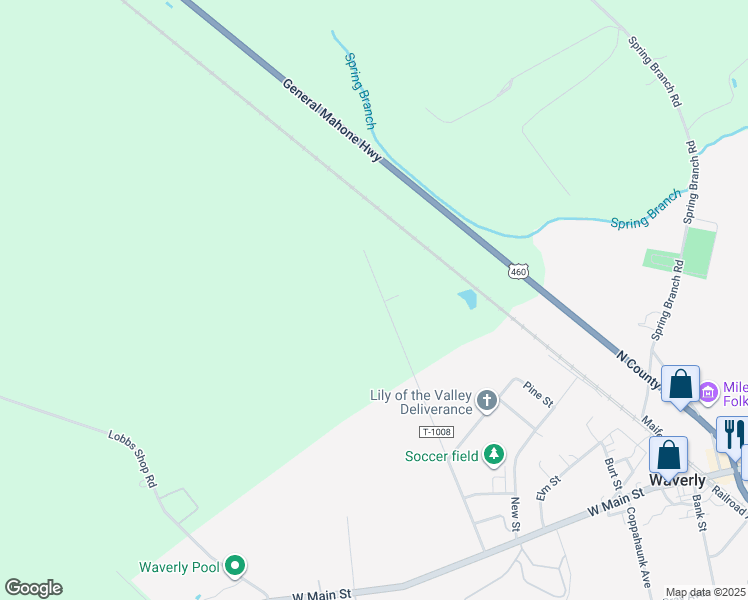 map of restaurants, bars, coffee shops, grocery stores, and more near 5146 Pleasant Spring Avenue in Waverly