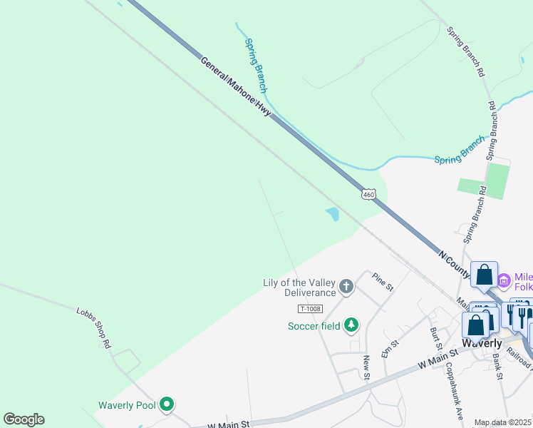 map of restaurants, bars, coffee shops, grocery stores, and more near 5146 Pleasant Spring Avenue in Waverly