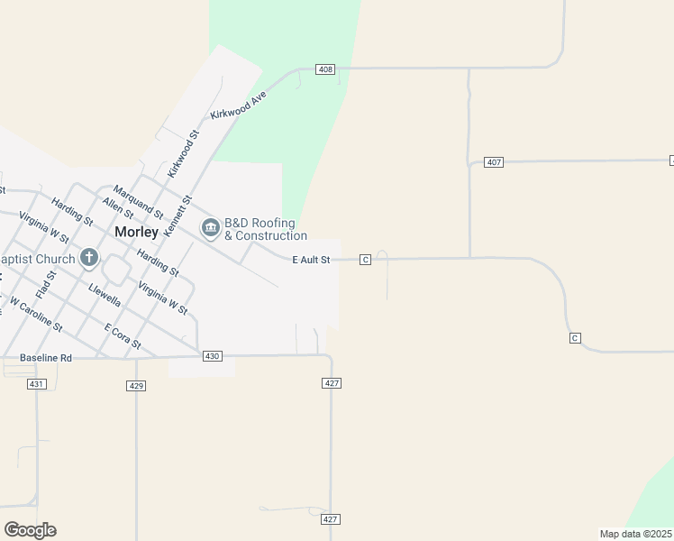 map of restaurants, bars, coffee shops, grocery stores, and more near 346 East Ault Street in Oran
